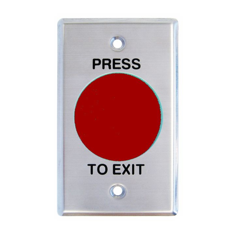 WESCO | Exit Button, Big Mushroom, Red, Standard Stainless Steel Plate ...